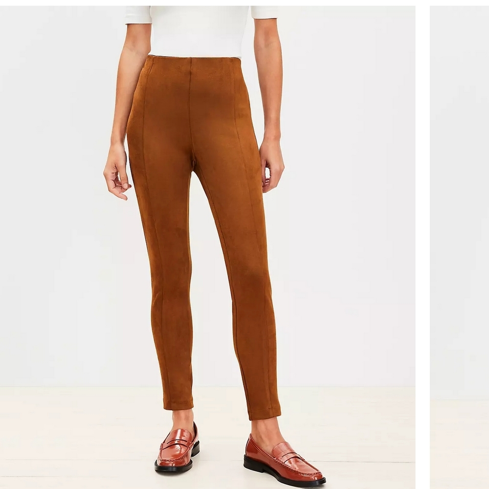 NWT LOFT Faux Suede Leggings in Toasted Biscotti, sz medium